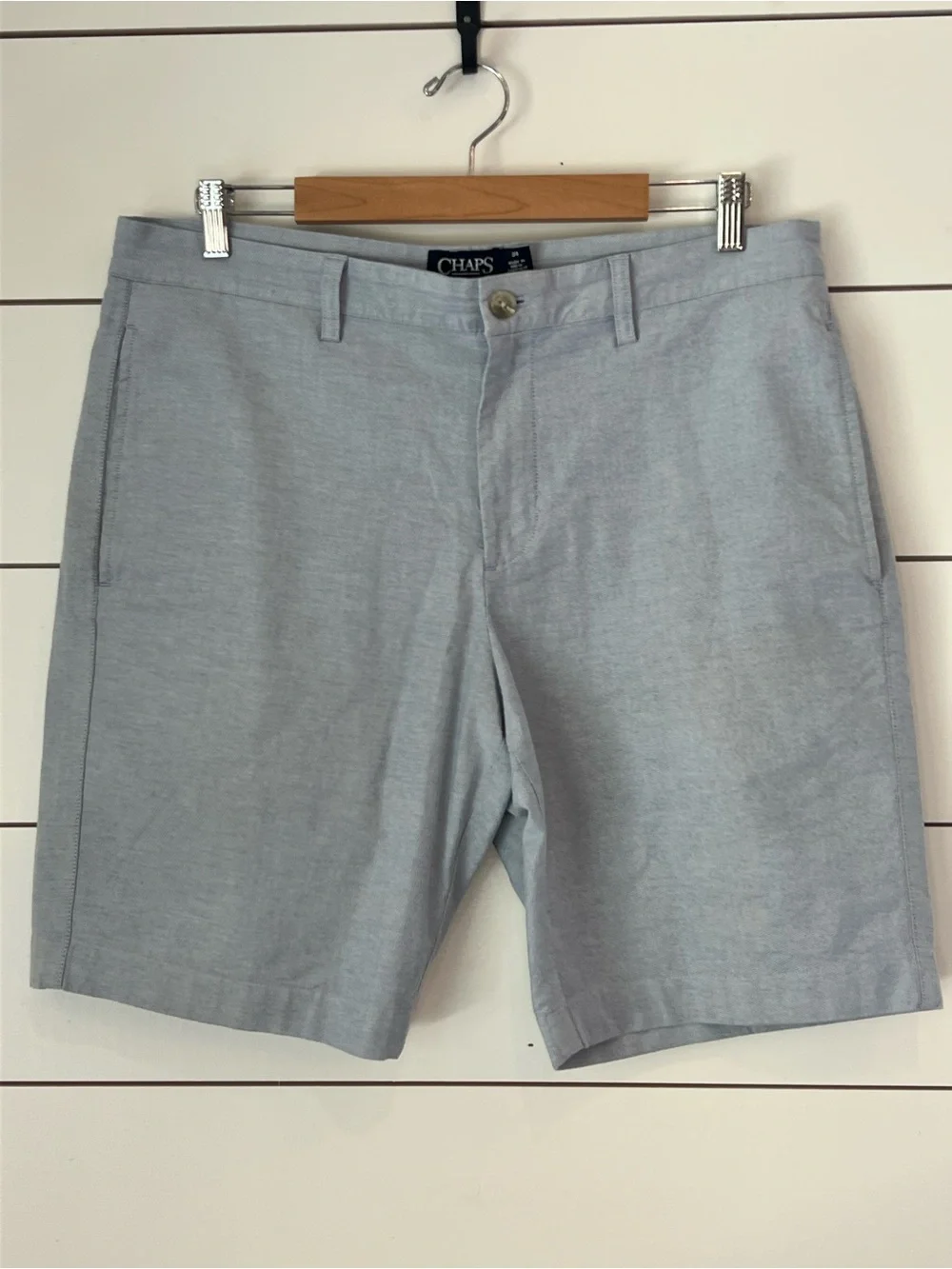 Chaps Men's Pale Blue Flat Front Chino Shorts